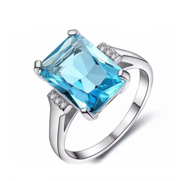 6.35CT Blue Aquamarine Ring - 925 Sterling Silver - Picture 3 of 8